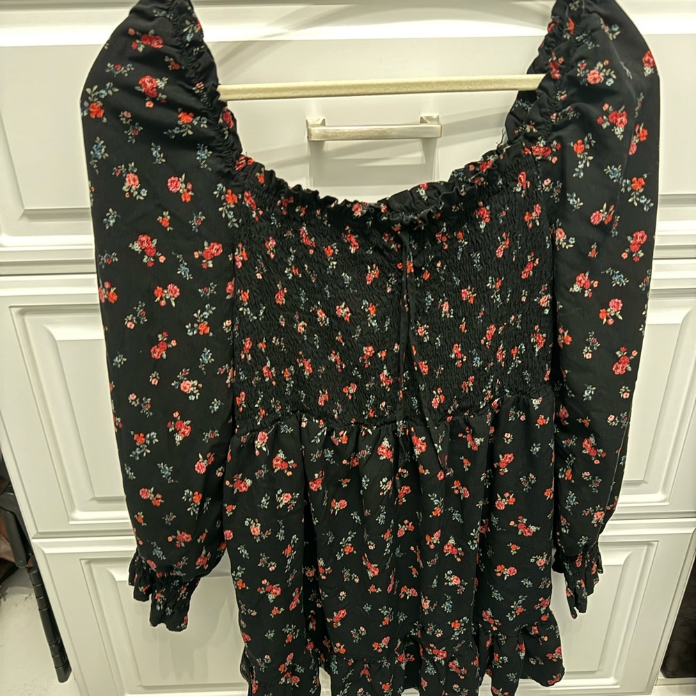 Wild Fable Smocked Ruffled Blouse in Red and Orange